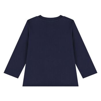 Younger Navy Blue Teddy Bear Logo Long Sleeve Top