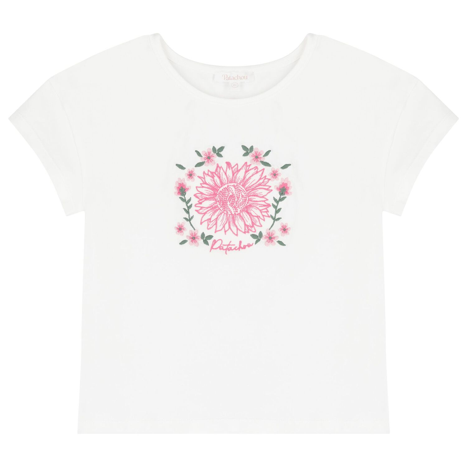 طقم تنورة من التول المزهر باللونين الأبيض والوردي للبنات, 1, hi-res image number null