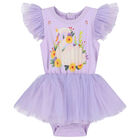 Baby Girls Purple Swan Tulle Bodysuit Dress, 1, hi-res