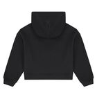 Girls Black Logo Hooded Top, 1, hi-res