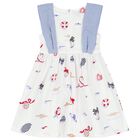 Girls White & Blue Bow Dress, 1, hi-res