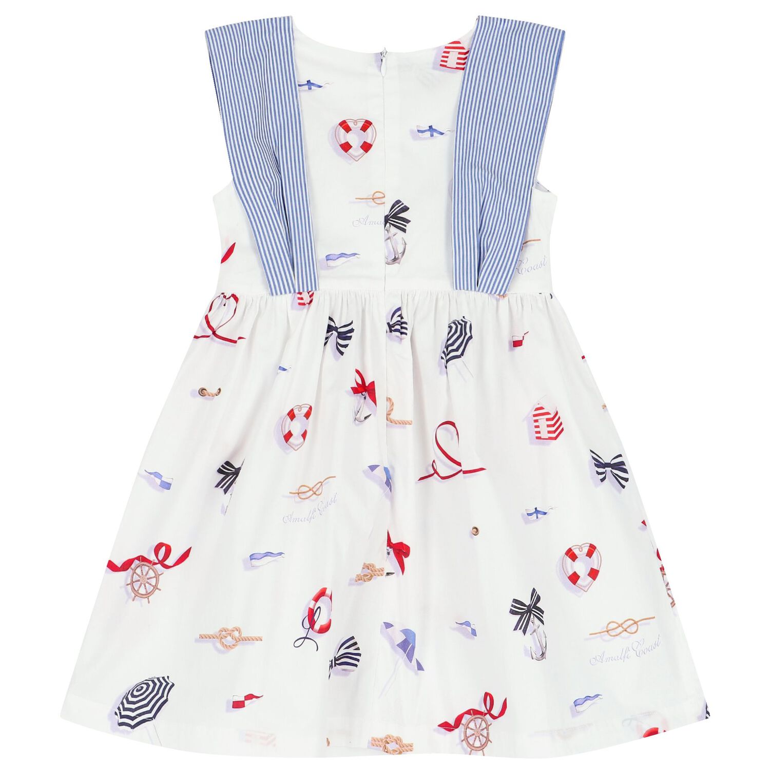Girls White & Blue Bow Dress, 1, hi-res image number null