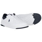 Boys White & Navy Blue Logo Trainers, 1, hi-res