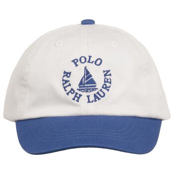 Boys White & Blue Logo Cap