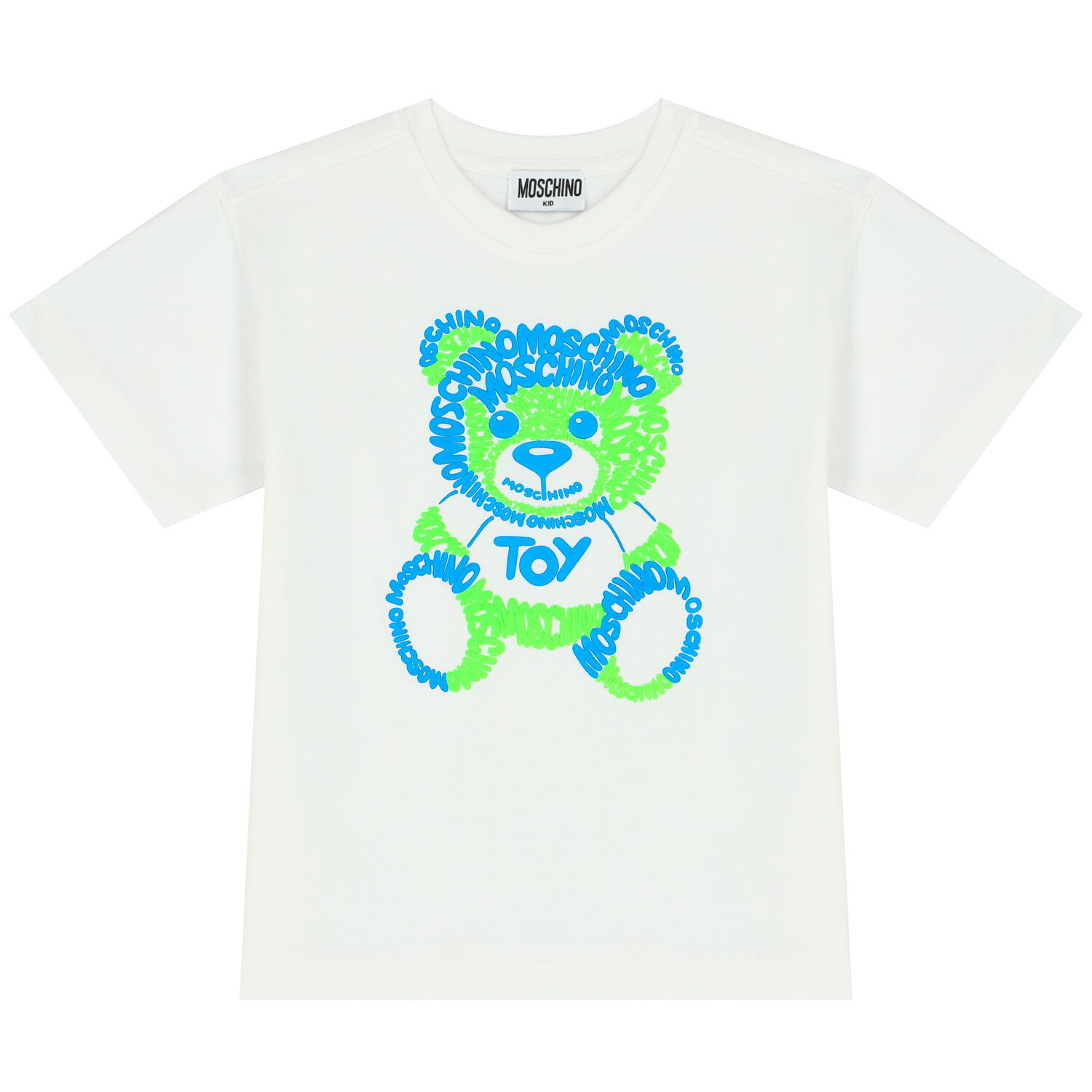Boys White & Blue Teddy Logo Shorts Set, 1, hi-res