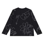 Younger Boys Black Logo Long Sleeve Top, 1, hi-res