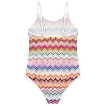 Girls Multi-Coloured Zig Zag Crochet Swimsuit