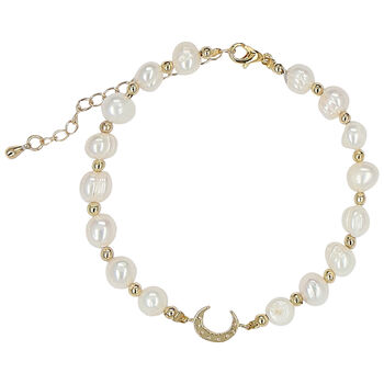 Girls Ivory & Gold Pearl & Moon Bracelet