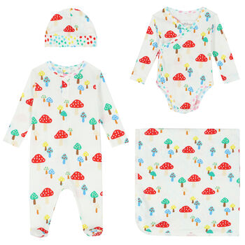 Baby Girls White Mushroom 4-Piece Set