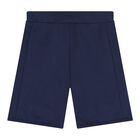 Baby Boys White & Navy Blue Logo Shorts Set, 1, hi-res
