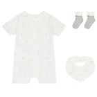 White Baby Romper, Bib & Socks Set, 1, hi-res