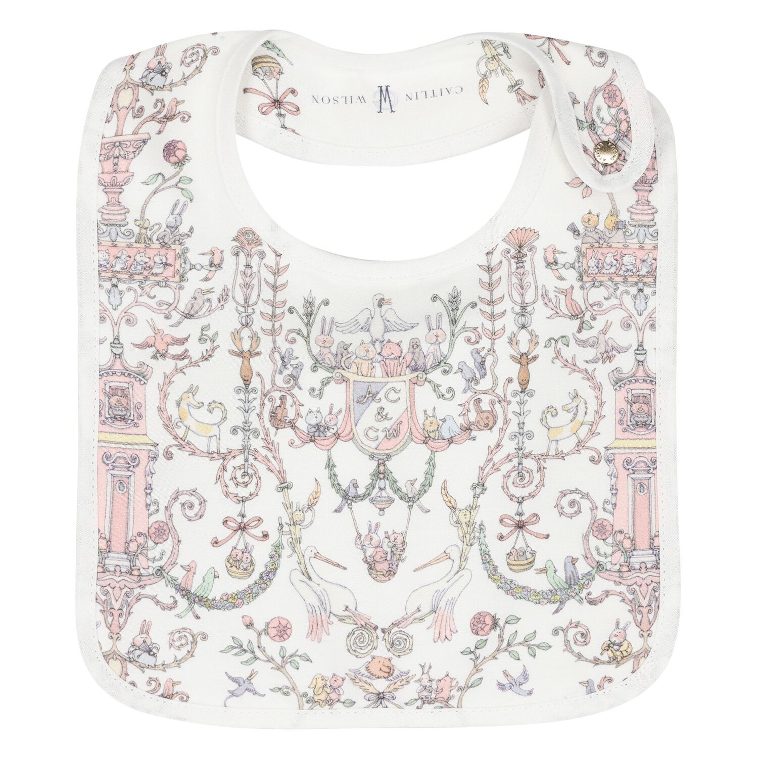 Baby Girls White & Pink Toile de Jouy Carré Swaddle & Bib Gift Set, 1, hi-res image number null