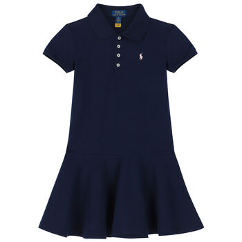 Girls Navy Logo Polo Dress