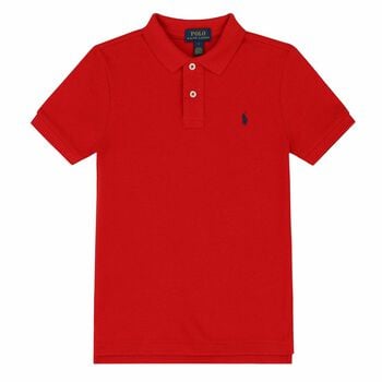 Boys Red Slim Fit Logo Polo Shirt