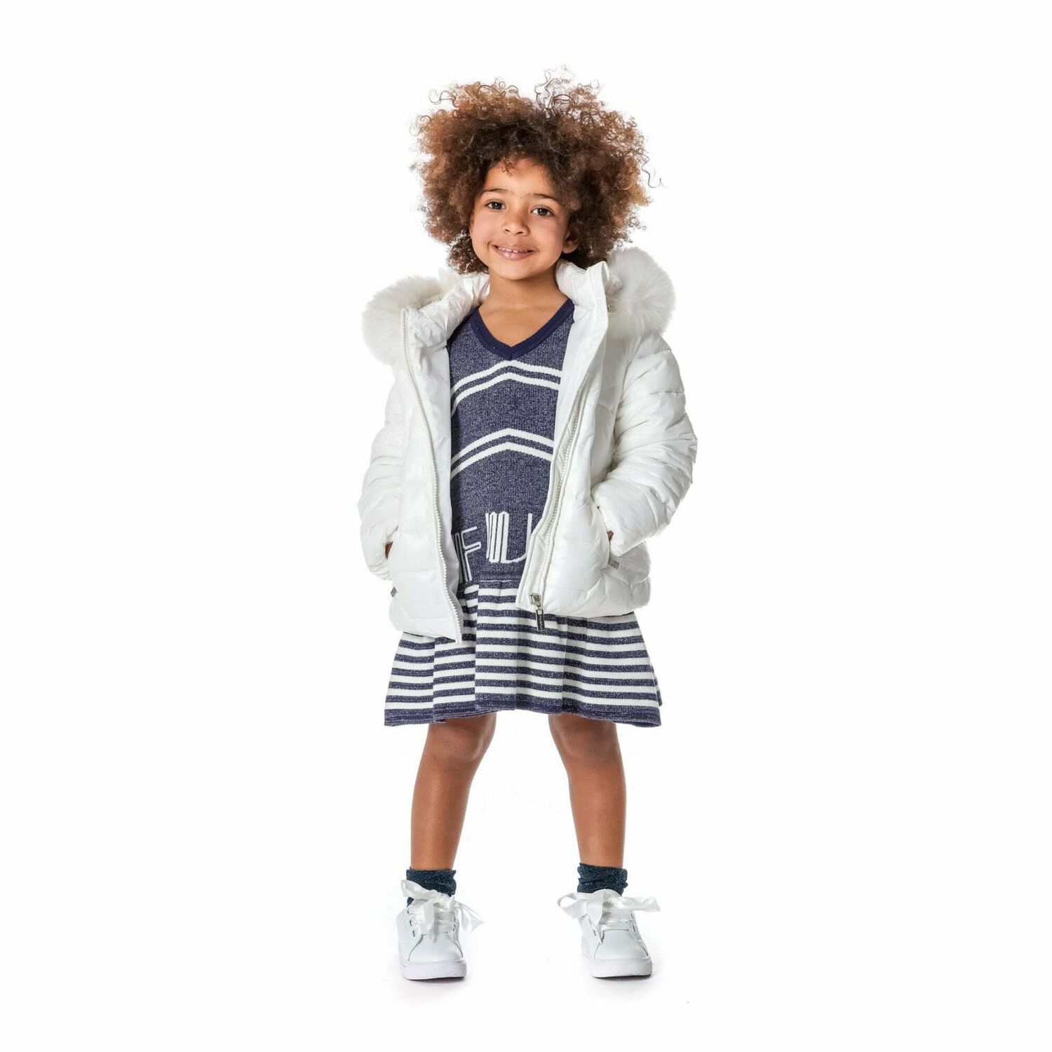 Girls Blue & Silver Knitted Dress, 1, hi-res image number null