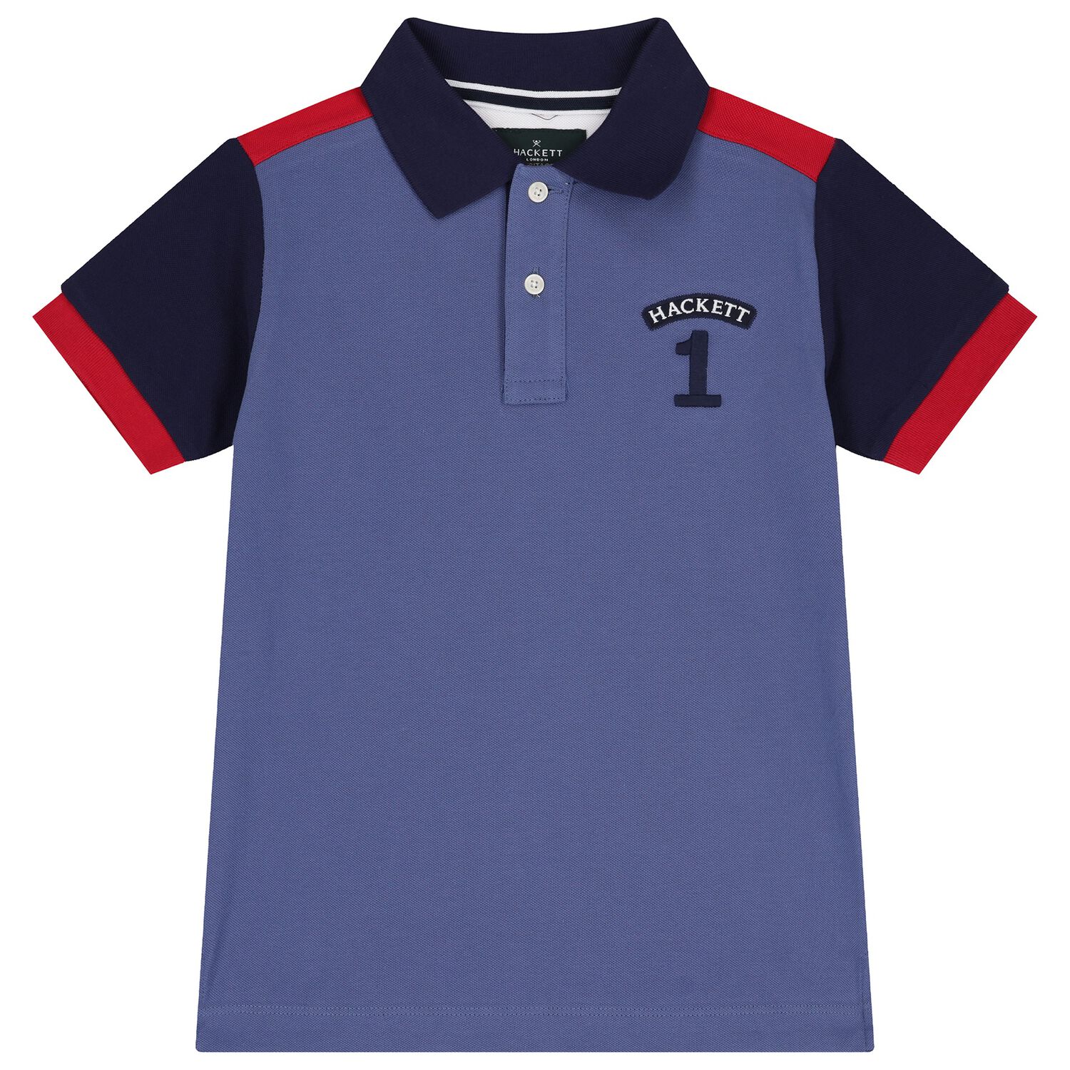 Boys Blue & Red Logo Polo Shirt, 1, hi-res