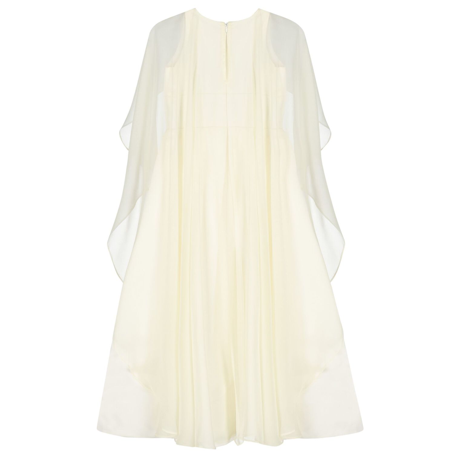 Girls Ivory Crystal Waist & Chiffon Cape Dress, 1, hi-res