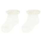 Younger Girls Ivory Lace Socks, 1, hi-res