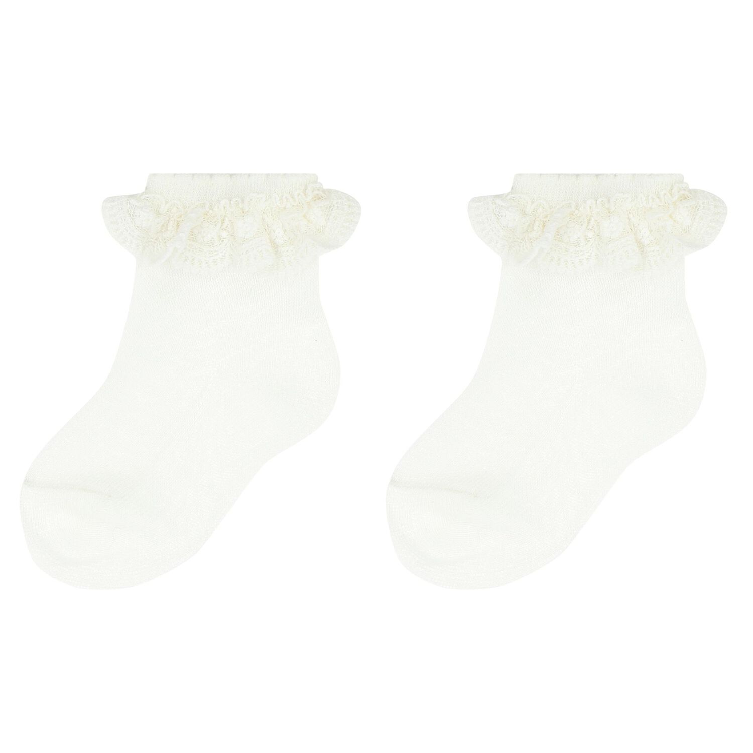Younger Girls Ivory Lace Socks, 1, hi-res image number null