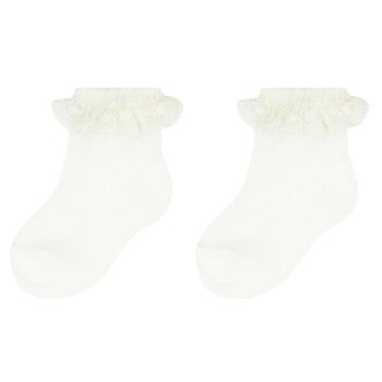 Younger Girls Ivory Lace Socks