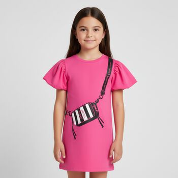 Girls Pink Logo Bag Dress