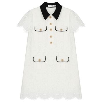 Girls White Guipure Lace Dress
