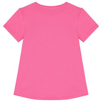 Girls Pink Embellished Logo T-Shirt