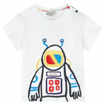 Younger Boys White Graphic T-Shirt