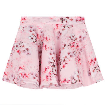 Girls Pink Floral Skirt