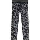 Girls Black Logo & Star Leggings, 1, hi-res