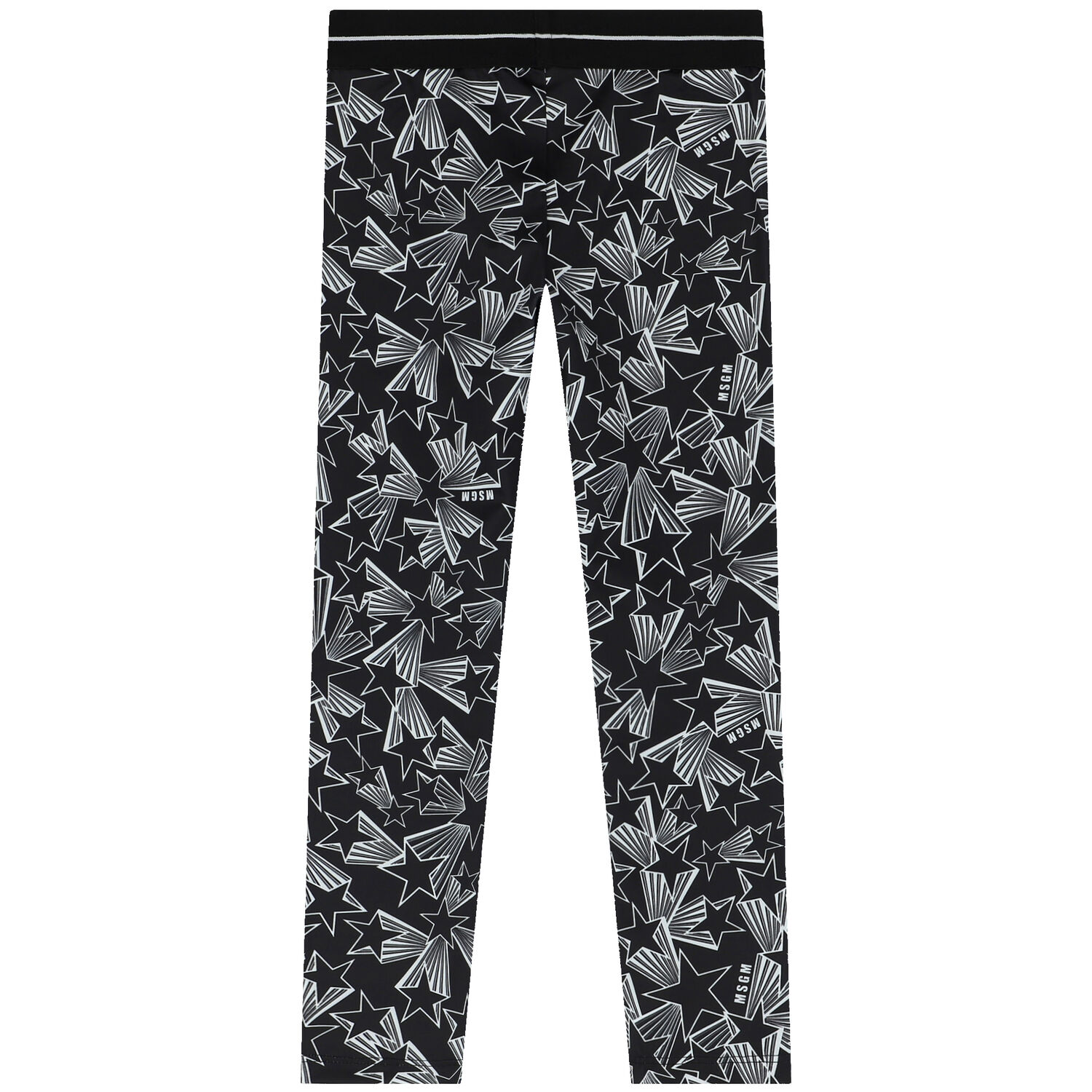 Girls Black Logo & Star Leggings, 1, hi-res image number null