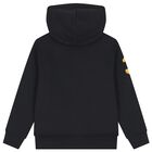 Boys Black Logo Hooded Top , 1, hi-res