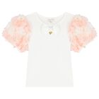 طقم تنورة بنات باللون العاجي والوردي, 1, hi-res