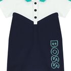 Baby Boys White & Navy Blue Logo Polo Romper, 2, hi-res