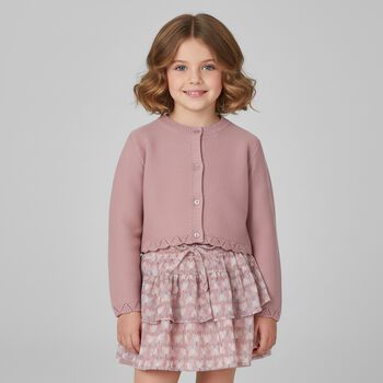 Girls Pink Knitted Cardigan