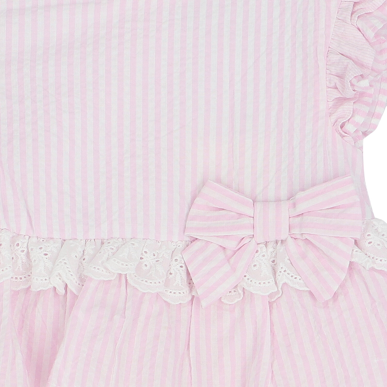 Younger Girls Pink & White Striped Dress, 1, hi-res