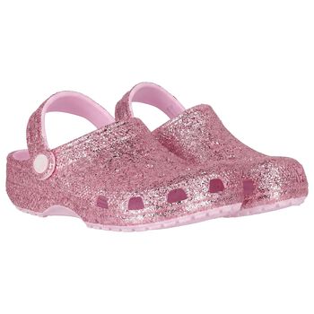 صندل كلوغز كلاسيكي لامع باللون الوردي للبنات 