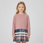 Girls Pink Striped Pleated Dress, 1, hi-res