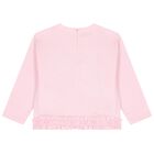 Girls Pink Logo Ruffled Sweatshirt, 1, hi-res