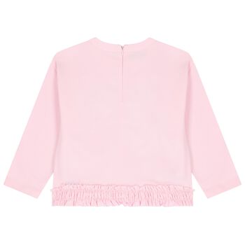 Girls Pink Logo Ruffled Sweatshirt