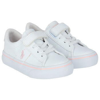 Girls White Logo Trainers