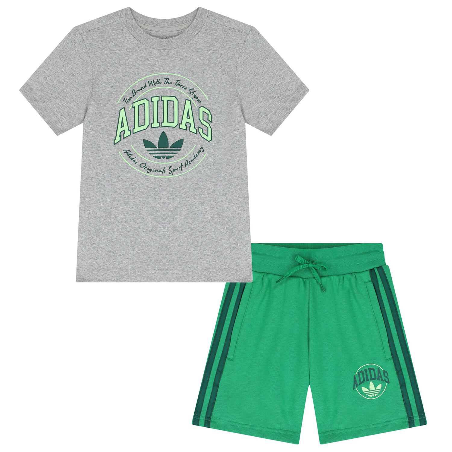 Grey & Green Logo Shorts Set, 1, hi-res image number null