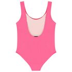Girls Pink Teddy Bear Logo Swimsuit, 2, hi-res