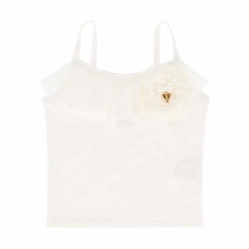 Girls White Sleeveless Top