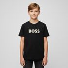 Boys Black Logo T-Shirt, 1, hi-res