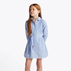 Girls Blue Striped Shirt Dress, 2, hi-res