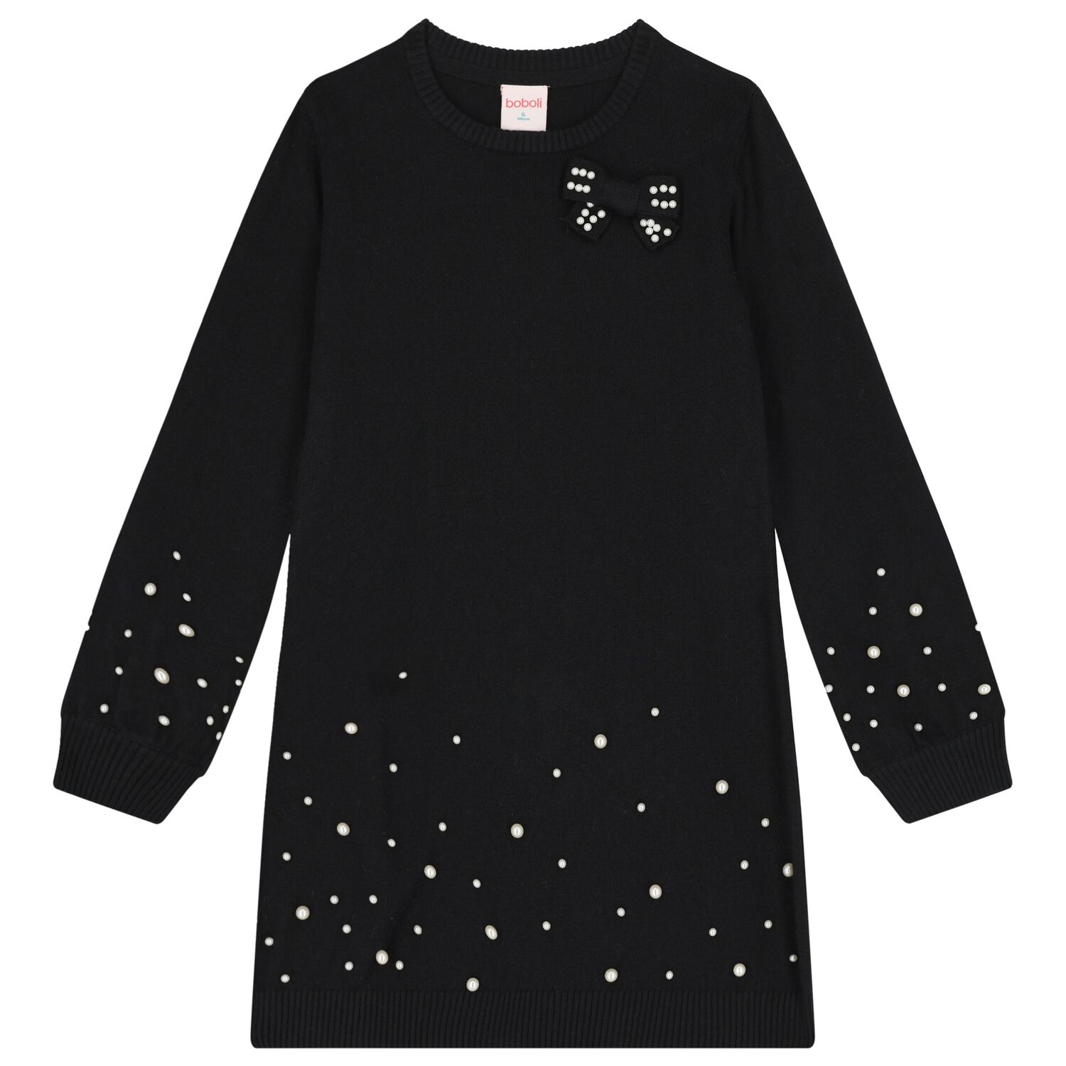 Girls Black Embellished Jumper Dress, 1, hi-res image number null
