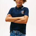 قميص بولو للاولاد بالشعار باللون الكحلى , 1, hi-res
