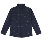 Boys Navy Blue Space Shirt, 1, hi-res