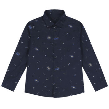 Boys Navy Blue Space Shirt